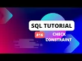 SQL Tutorial Constraints in SQL CHECK constraint in SQL