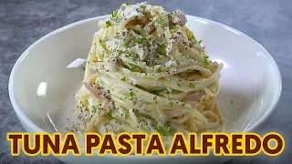 This recipe is an improved version of the simple tuna carbonara recipe. Three additional ingredients. 