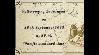 HELLO POETRY COMMUNITY MONTHLY MEET ON 26TH SEPTEMBER 2025