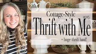 Cottage-Style Thrift with Me + Huge Thrift Haul | 2025