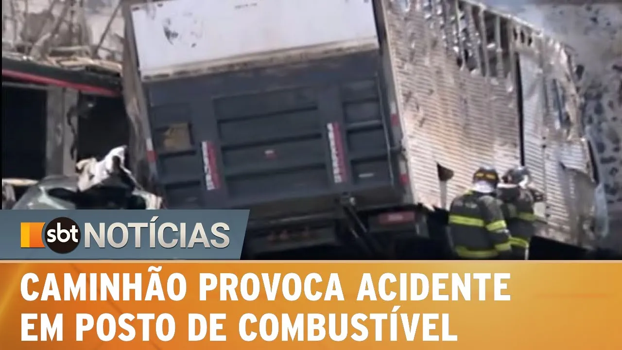 Caminhão provoca grave acidente em posto de combustível na zona sul de SP | SBT Notícias (20/01/22)