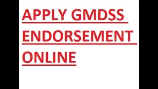GMDSS ENDORSEMENT APPLICATION ONLINE