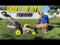 1 YEAR REVIEW Ryobi 21-inch 40V HP Brush-less Crosscut Lawnmower