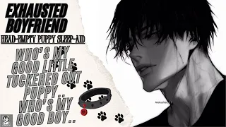 m4m asmr tired boyfriend finds his puppy boy asleep sleep aid good boy cuddles headpats 