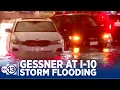 Cars left on flooded road on Gessner at IH-10