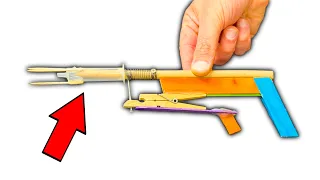 How To Make a Slingshot | Popsicle Stick Toy with Syringe & Spring