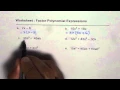 Worksheet to Factor Polynomials