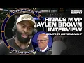 NBA Finals P Jaylen Brown reacts to winning Celtics 18th NBA Championship SC with SVP