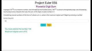 Project Euler 056 - Powerful Digit Sum