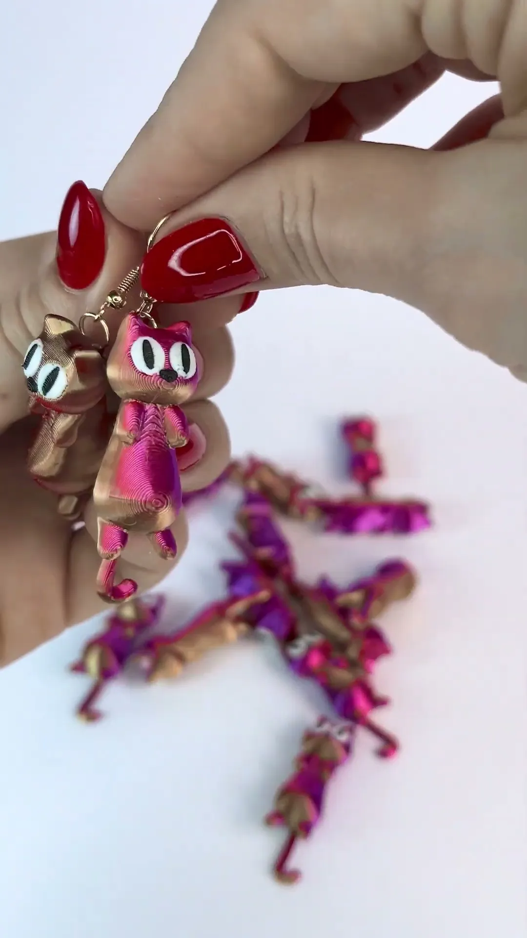 Cute Flexi Cat w flexi tail in Keychain, Earrings & Magnet Version