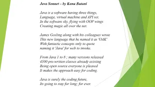 Java Sonnet - by Kanu Butani