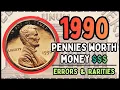 1990 Lincoln Cent Value - No S Proof Error and Rainbow Toning