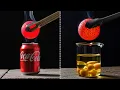 1000 C Hot Metal Ball vs Eggs Ice Blocks Coke Can