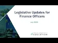 Legislative Updates for Finance Officers - July 2026