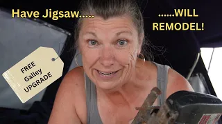 Her FIRST SOLO PROJECT! She Spent $0 & No One Got Hurt-Renee’s Sailboat Galley UPGRADE