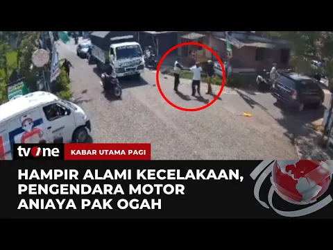 Nyaris Tertabrak Truk, Pemotor Aniaya Pak Ogah