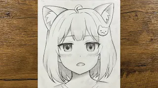 How to Draw a Cute Anime Wolf Girl Step by Step Easy Tutorial for Beginners