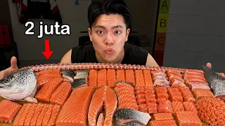 Aku Mukbang Semua Bagian Ikan Salmon, harus habis!