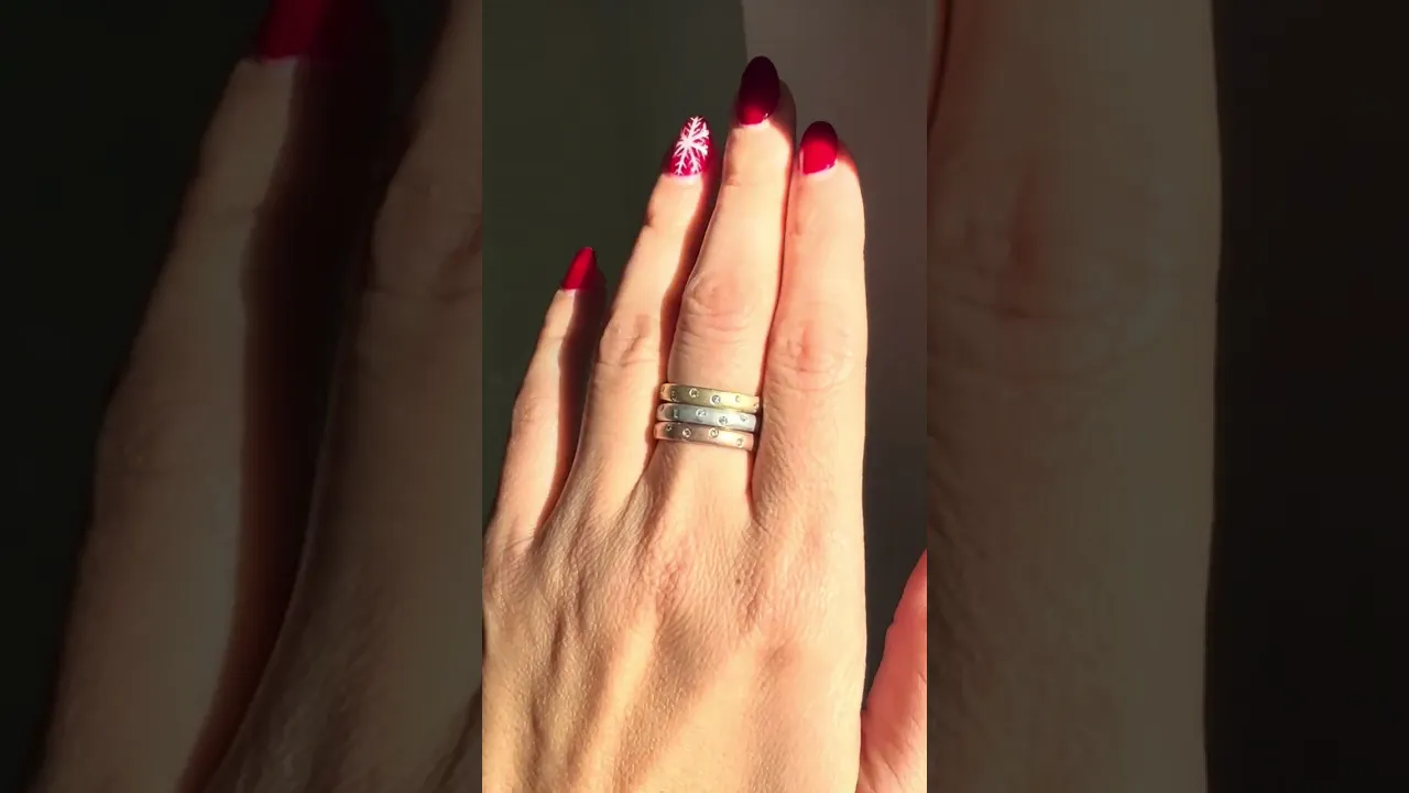 14k Diamond Spangled Stackable Ring Wedding Band