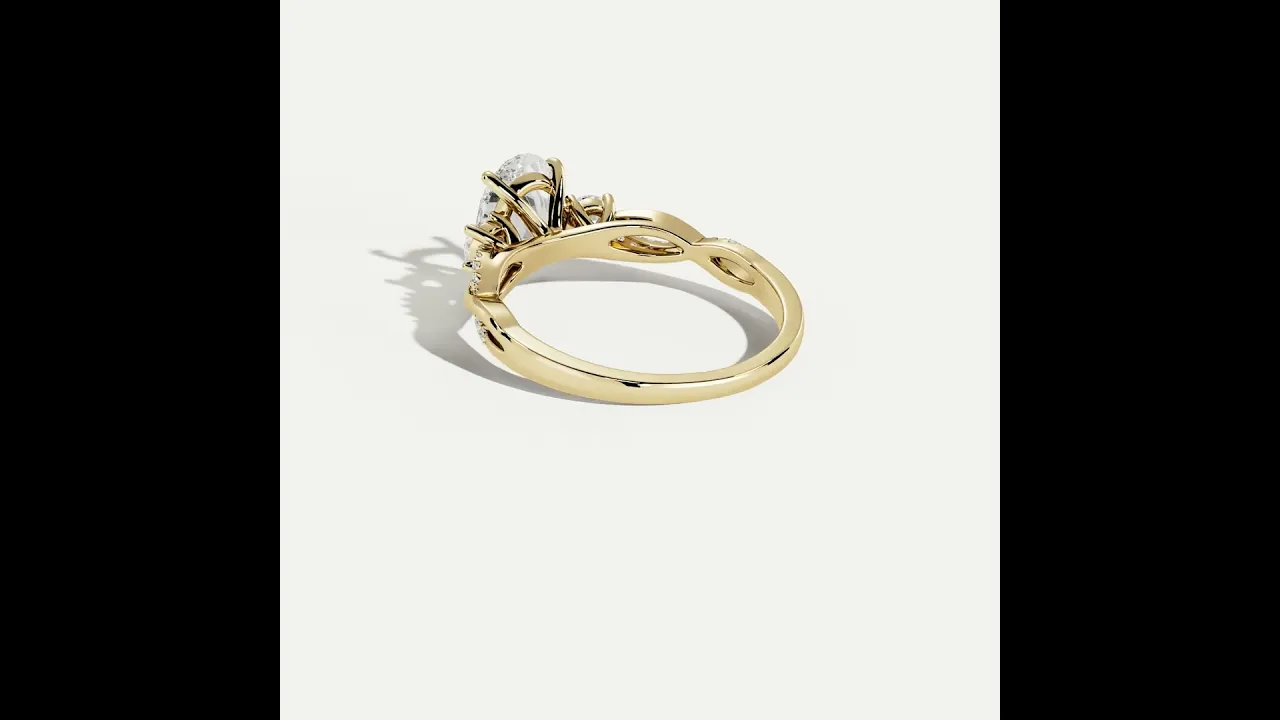 Eloise丨Oval Lab-Grown Diamond Twisted Engagement Ring with Side Accents