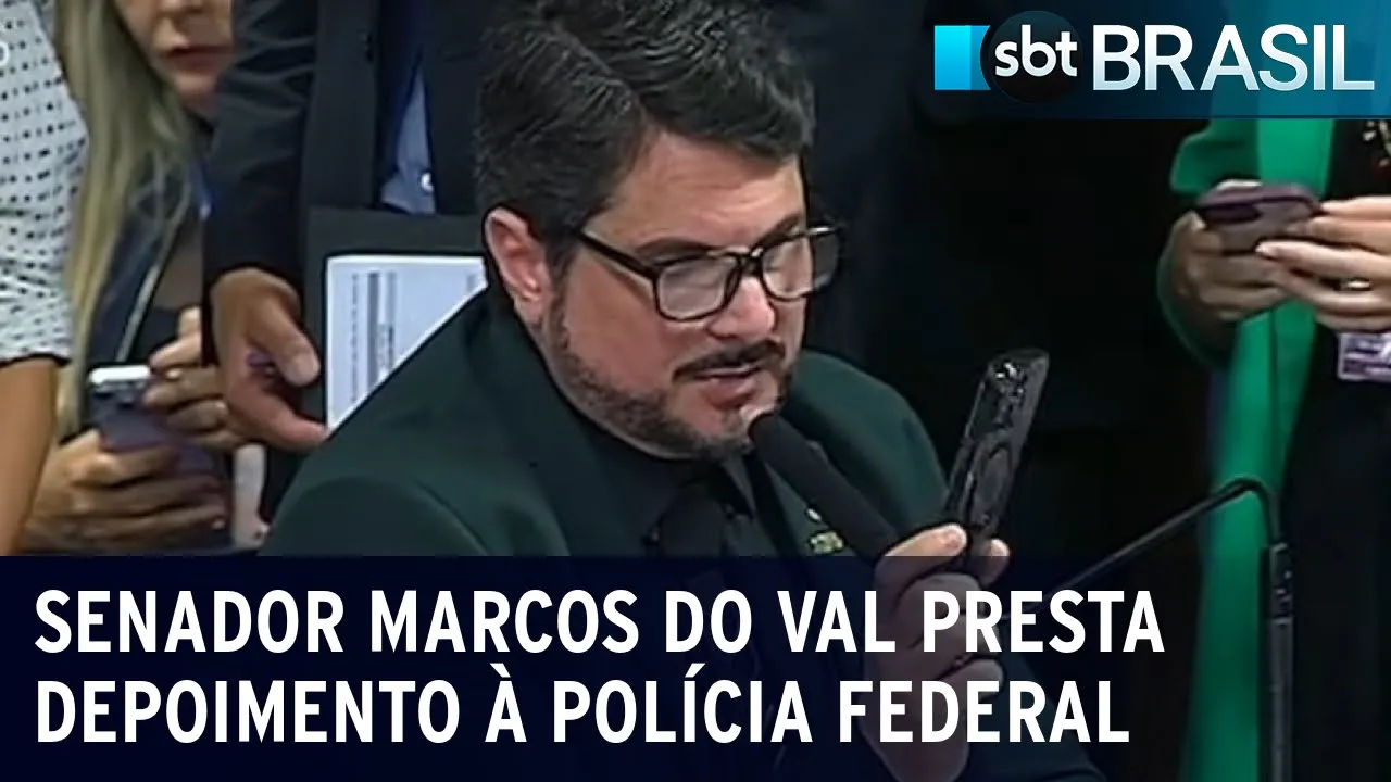 Senador Marcos do Val presta depoimento à Polícia Federal | SBT Brasil (19/07/23)