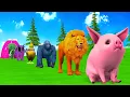 Download Lagu Long Slide Game With Cow Elephant Gorilla Hippopotamus Tiger - 3d Animal Game - Funny 3d Animals