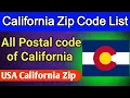 California zip code California postal code list USA