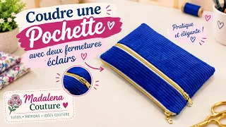Coudre une pochette avec deux fermetures éclairs - Tuto Couture Madalena