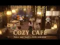 Cozy Cafe ambience w Piano Jazz music Chatters Fire crackles