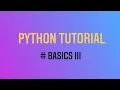 Data Science Learning Python Basics III Jupyter notebook EKSProject