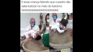 Menino viraliza ao 'brigar' com padre em batizado: "Não tá sabendo batizar, não?"