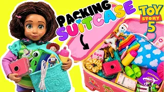 Toy Story 5 Dolls Packing for Vacation on Airplane! Bonnie, Lily Pad, Woody, Buzz, Jessie (PART 1)