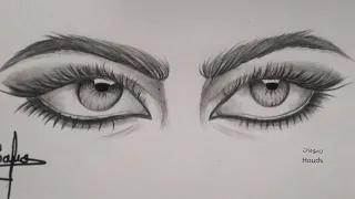 رسم عيون جميلة بالرصاص للمبتدئين خطوة بخطوة شاهد لتتعلم      دندنها