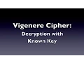 Vigenere Cipher - Decryption Known Key