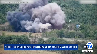 South Korea fires warning shots after North Korea blows up border roads