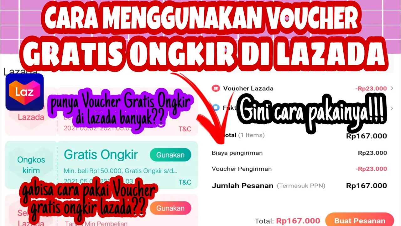 CARA MENDAPATKAN dan MENGGUNAKAN VOUCHER 100 RIBU LAZADA || CARA MENDAFTAR AKUN LAZADA TERBARU