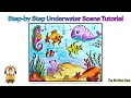 Learn to draw an Easy Underwater Scene How to Draw Sea Animals in an Ocean The Kid Next Door