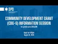 Community Development Grant Small Informational Webinar June 2026
