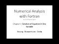 Numerical Analysis with Fortran Using Bisection Code