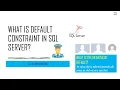 What Is Default Constraint In SQL Server
