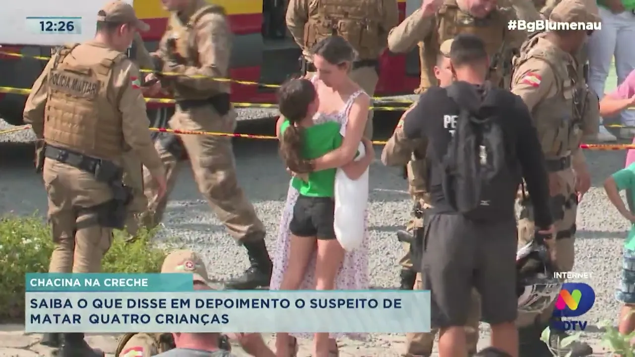 Saiba o que o suspeito disse em depoimento após matar quatro crianças em creche de Blumenau