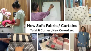 परदे सोफा सब बदल दिए || How to Decorate Home before Festivals, New Co-Ord Set , Sofa Fabric Design