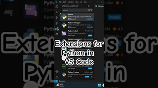 Extensions for Python in VS Code