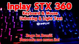 Inplay STX 360 Keyboard Mouse Unboxing Light On Off Testing Tutorial Gaming keyboard and mouse
