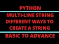 Multi-line String in Python Different way to create a string in python Python Tutorials Hindi