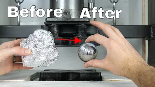 Mirror-Polished Japanese Foil Ball Challenge Crushed in a Hydraulic Press-What's Inside