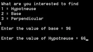 Pythagoras theorem C program for hypotenuse base and perpendicular using if else