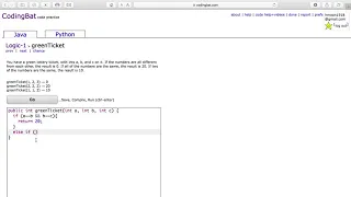 Logic 1 greenTicket Java Tutorial codingbat com