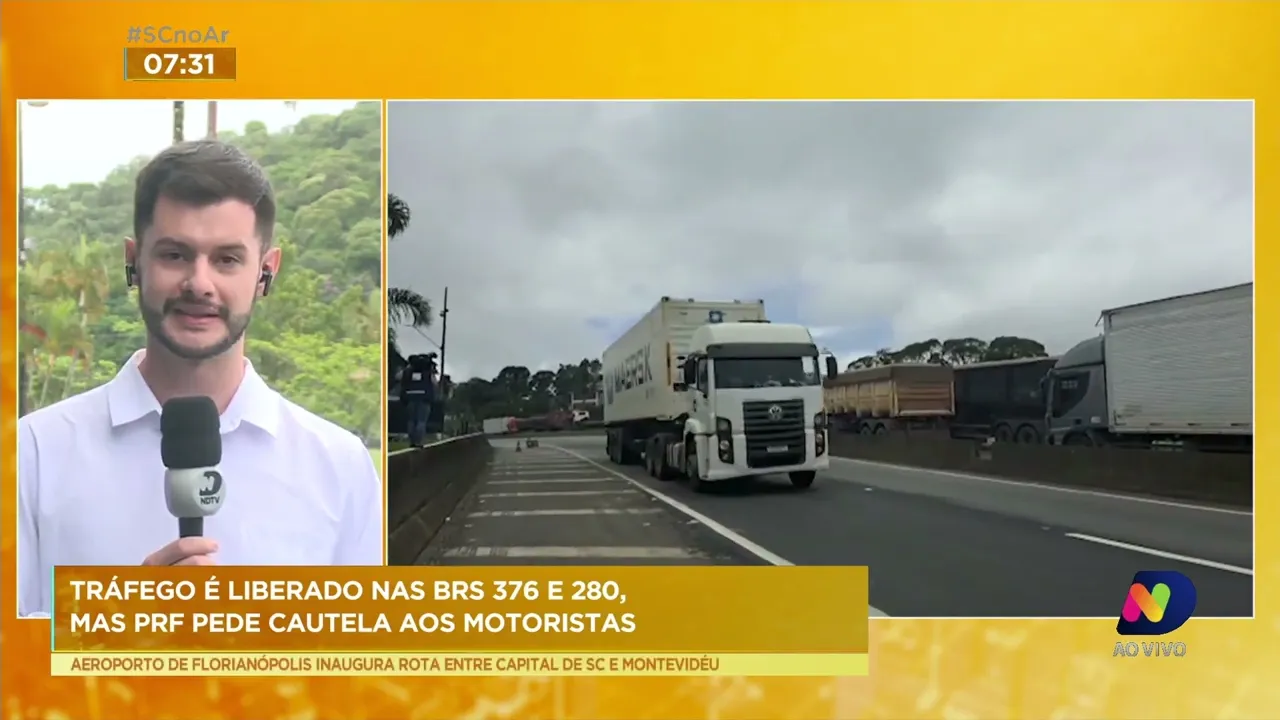 Tráfego é liberado nas BRs 376 e 280, mas PRF pede cautela aos motoristas