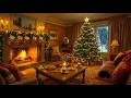 Soothing Christmas Music, Snowfall and Crackling Fireplace at the Vintage Cabin on Christmas Eve